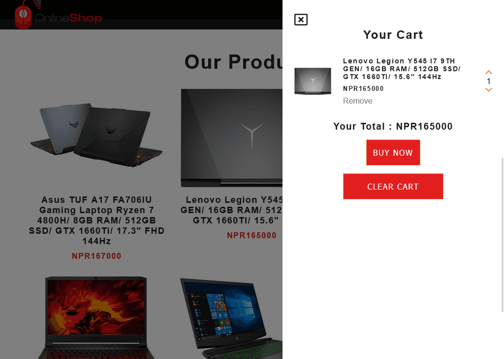 Laptop Shop Website